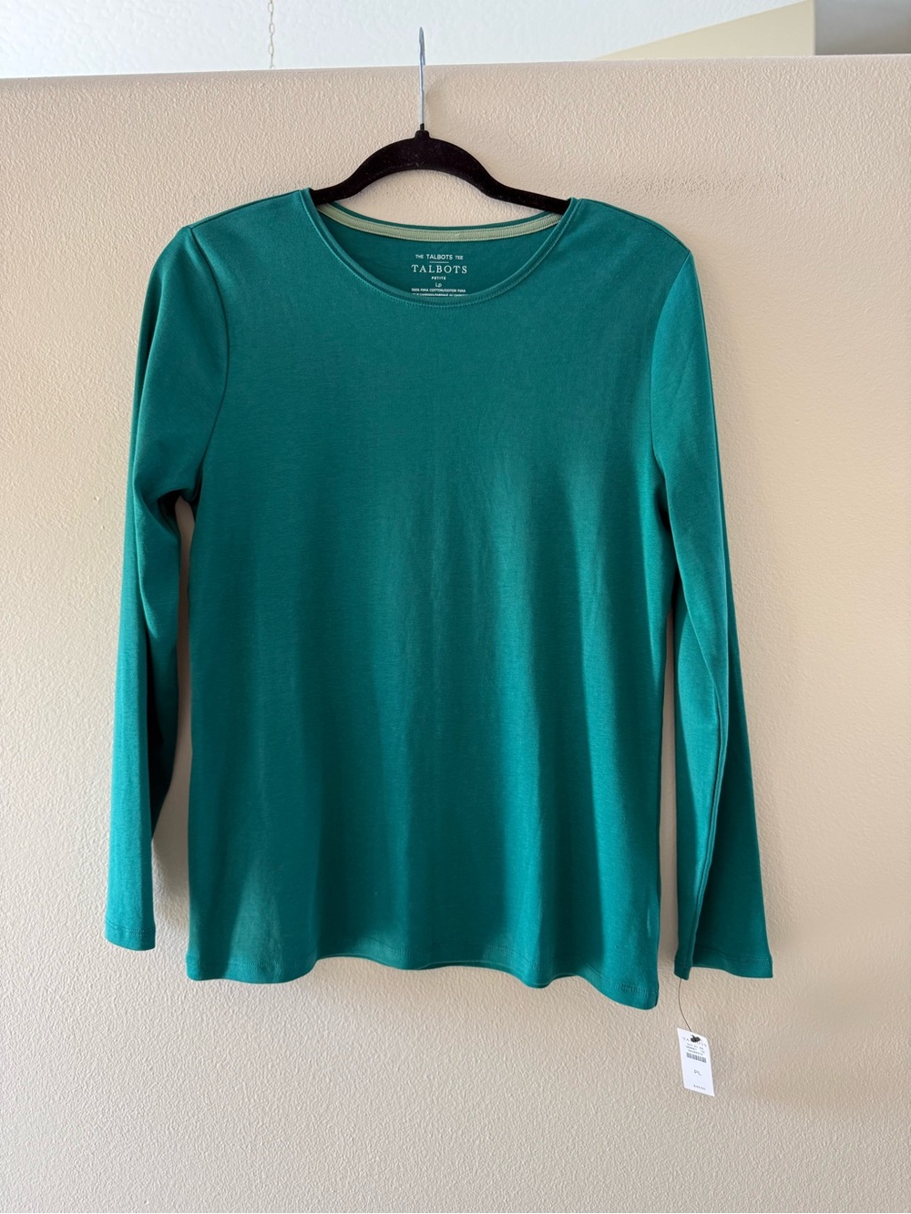 Talbots Women’s The Talbot Tee Teal Green Long-Sleeve Crewneck Tee NEW